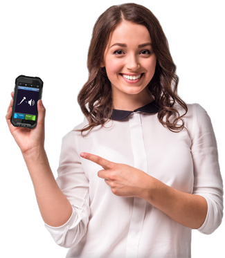 Image of girl holding mobile phoen to support our Contact page